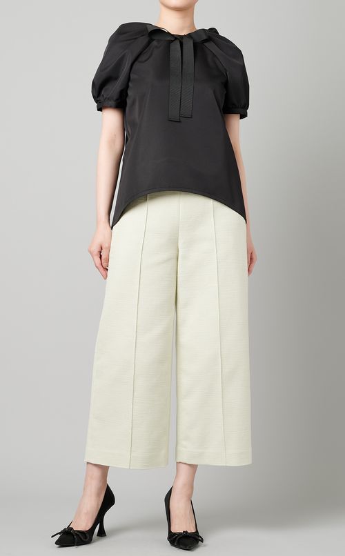 美品】hue DAY TO EVENING ドットリボンブラウス ホワイト38 hue DAY 